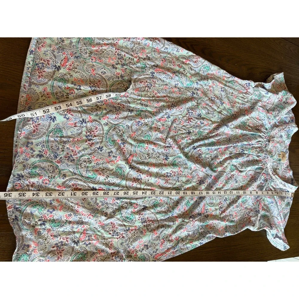 Aria Collection Nightgown 100% Cotton Jersey Paisley Blue Pink Romantic L 12-14 - Picture 7 of 7